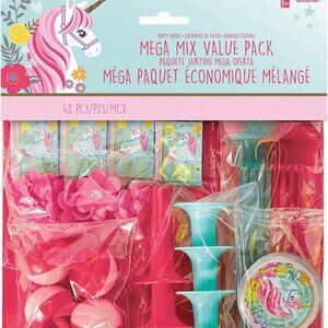 Amscan Magical Unicorn Mega Mix Pack Favor, Multicolor, 11 1/2" x 9"- 48 Ct